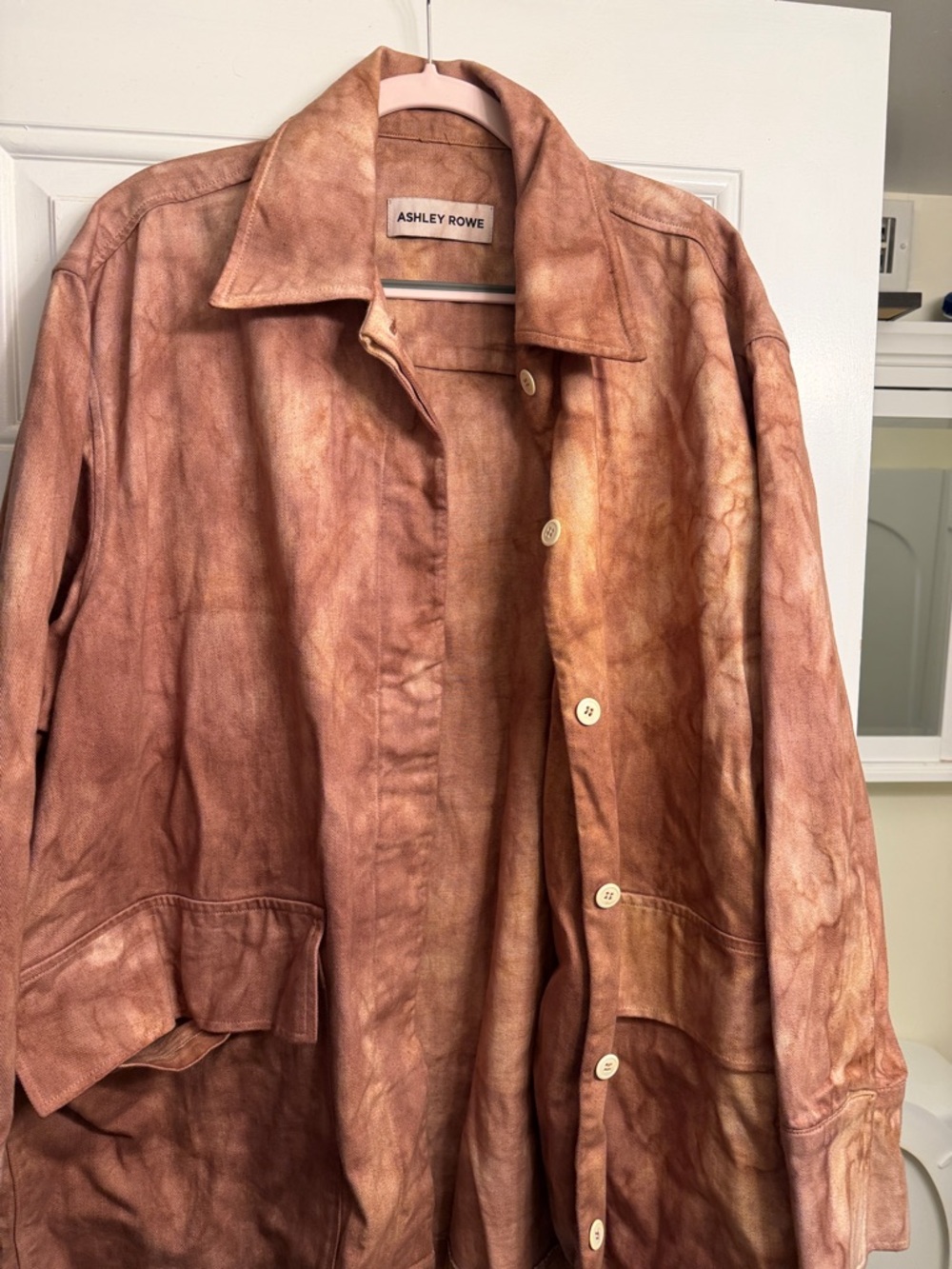 Ashley By 26 International Men's Brown Tie-Dye Leather Jacket